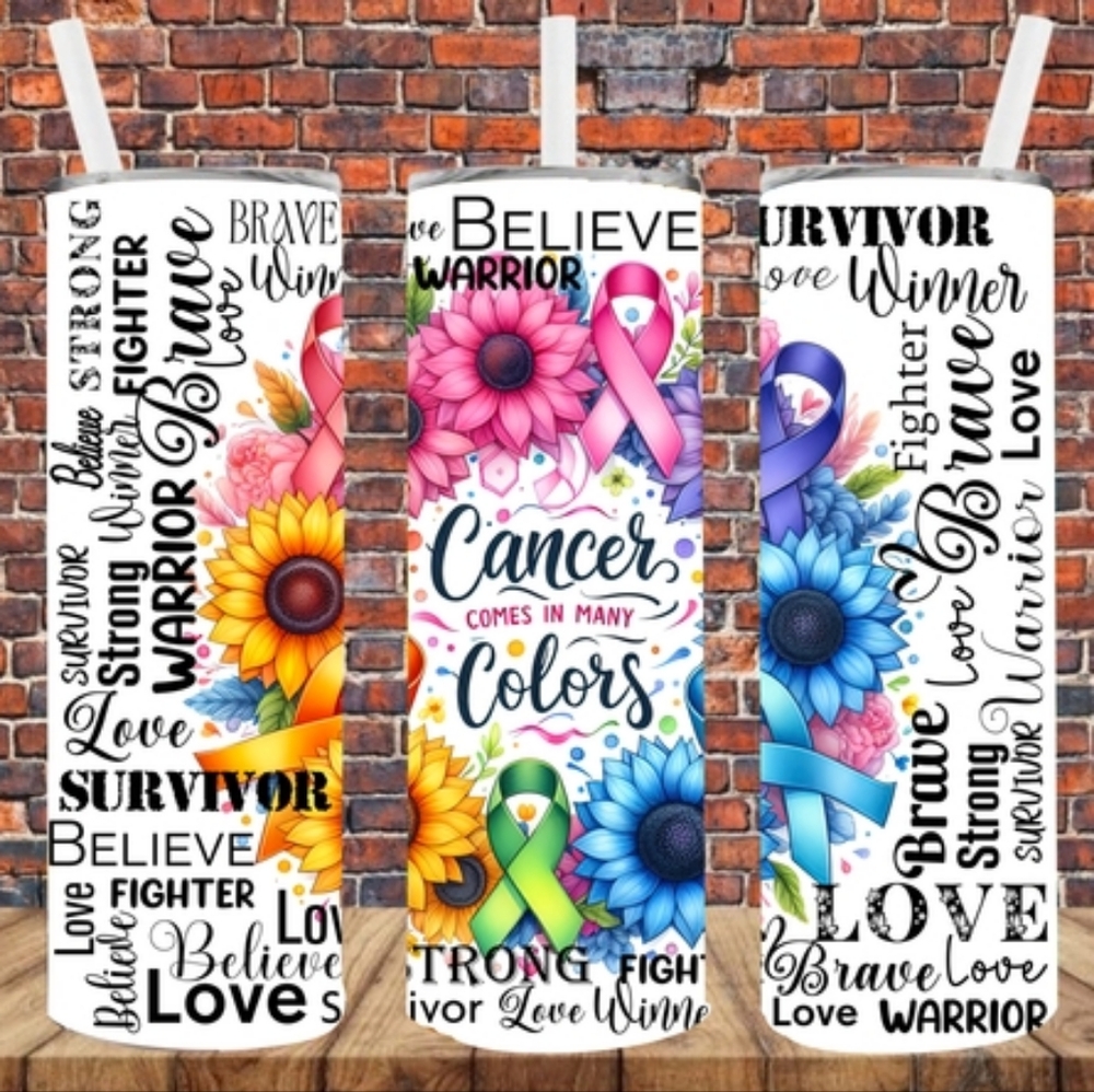Sublimation Pink Floral Cancer Awareness Tumbler